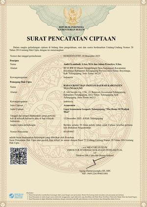 29. Sertifikat Lagu "The Home of Wadjakman"